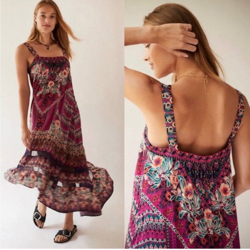 Anthropologie Lovett Tiered Boho Maxi Dress